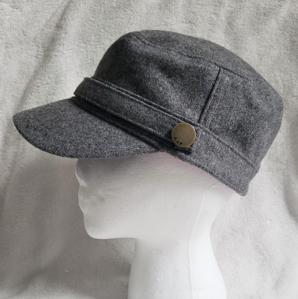 Vintage Gap Y2K 2009 Hat Cap Womens S / M Gray Wool Blend Newsboys Fitted Grunge